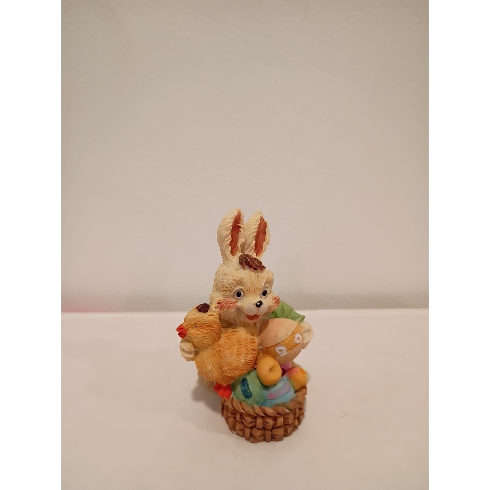 Collectable Easter Bunny With Chicken and Eggs Figurine